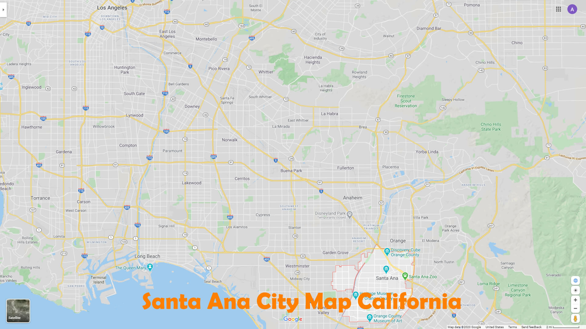 Santa Ana City Map California